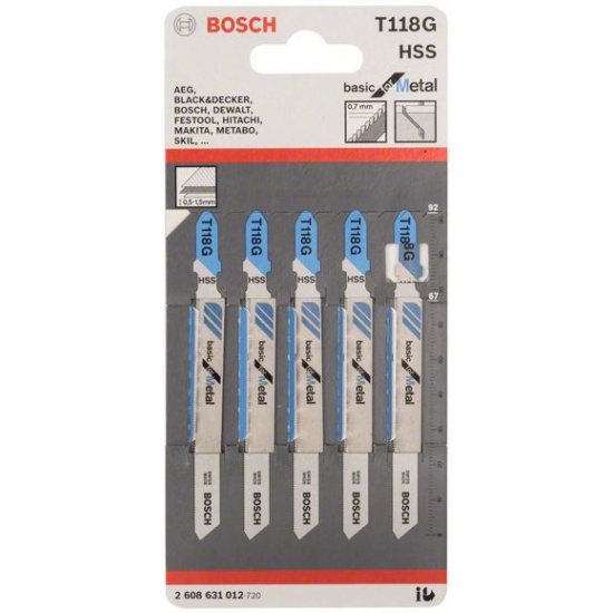 картинка Набор пилок для лобзика Т118G Bosch /2608631012/ 5шт. от компании Иж-тул